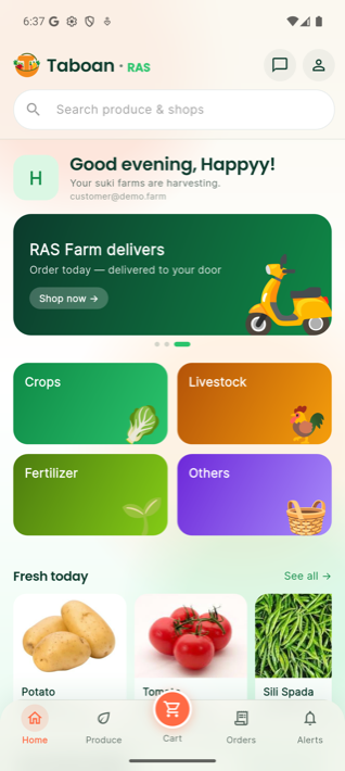 Taboan app — Home