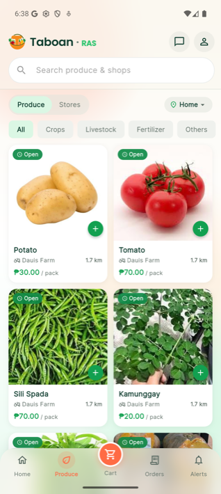 Taboan app — Browse produce