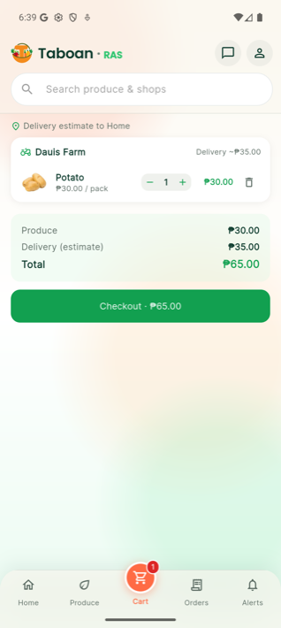 Taboan app — Your cart