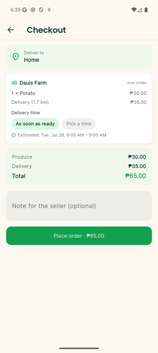 Taboan app — Checkout